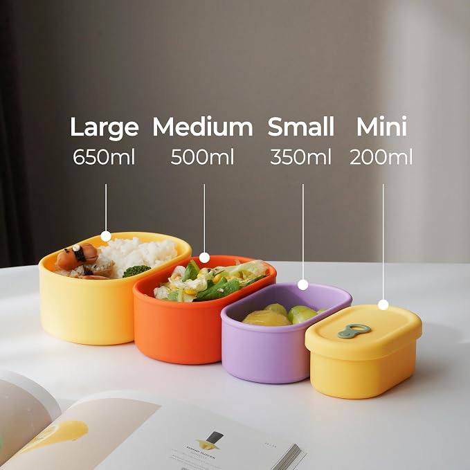 Korean Silicone Food Container, Steam Vent, Violet, 7 fl oz | Microwave & Freezer Safe, Leakproof, Airtight, Dishwasher Safe, BPA Free