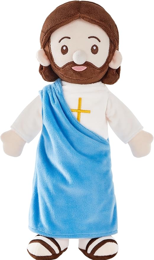 Jesus Plush Doll Jesus Plushie Stuffed Toy Christian Stuff Religious for Kids Christening Easter 14.2" (Blue)