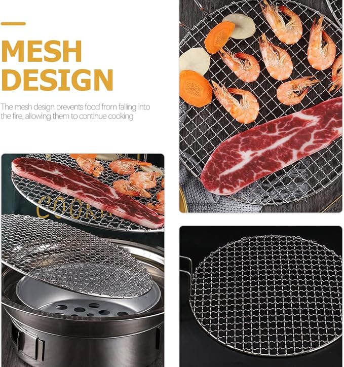 Kichvoe Grill Mesh with Handle 16.33 X 11.61 Inch Stainless Steel Korean Bbq Outdoor Cooking Grill Net for Meat Vegetables Fish Non-Stick Barbecue Rack