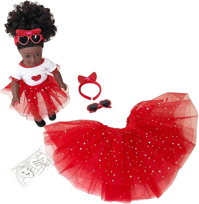 Playtime by Eimmie 18 Inch Doll Clothes and Accessories, Valentine's Day Outfit with Red Tutu Dress & Matching Headband, Clothing Sets & Stuff - Fits American, Generation & Similar 18” Dolls for Girls