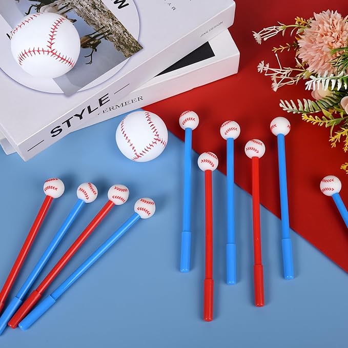 LiYiQ 25 Pcs Baseball Cartoon Cute Fun Pens Kawaii Baseball Shape Gel Black Ink Pen Cute Baseball Pens for Office Home Present