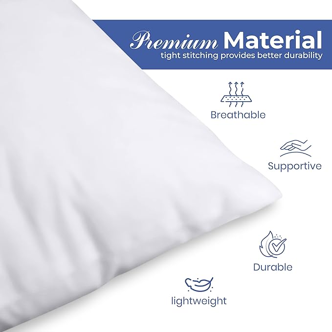 Utopia Bedding Throw Pillows, 12x20 Pillow Inserts, Pack of 1, White | Down Alternative Throw Pillow Inserts, Couch Pillows for Indoor Decor, Plush & Supportive, Decorative Cushion for Sofa, White
