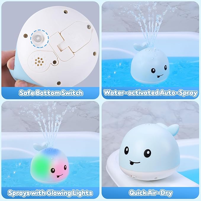 Baby Bath Toys for Kids Ages 1-3, Valentine Gifts for Baby 1 2 3 Year Boy Girl, Whale Bath Toy Sprinkler Light up Bath Toys for Babies 6-12 Months, Toddlers Bathtub Toys Newborn Baby Birthday Gifts