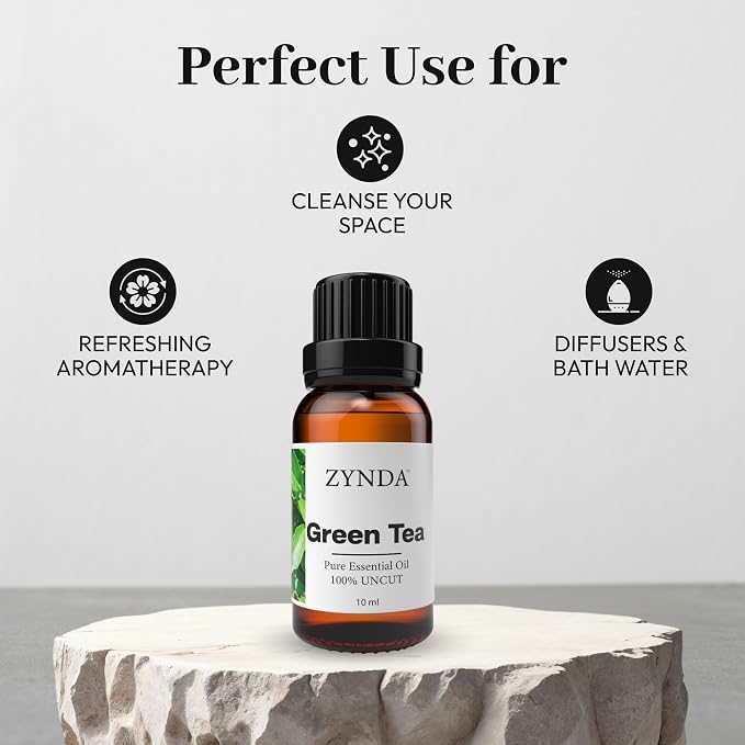 Green Tea Oil 100% Pure & Natural – Premium Aromatherapy Grade, Uncut Green Tea Essential Oil for Skin, Diffuser, Hair & Massage, Refreshing Fragrance (10ml)