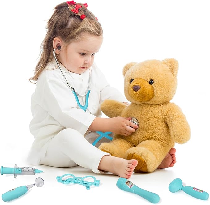 Kids Doctor Kit, 8 Pieces Kids Doctor Playset with Medical Storage Bag & Real Stethoscope, Pretend Play Doctor Toys for Toddler Boys Girls Aged 3 4 5 6