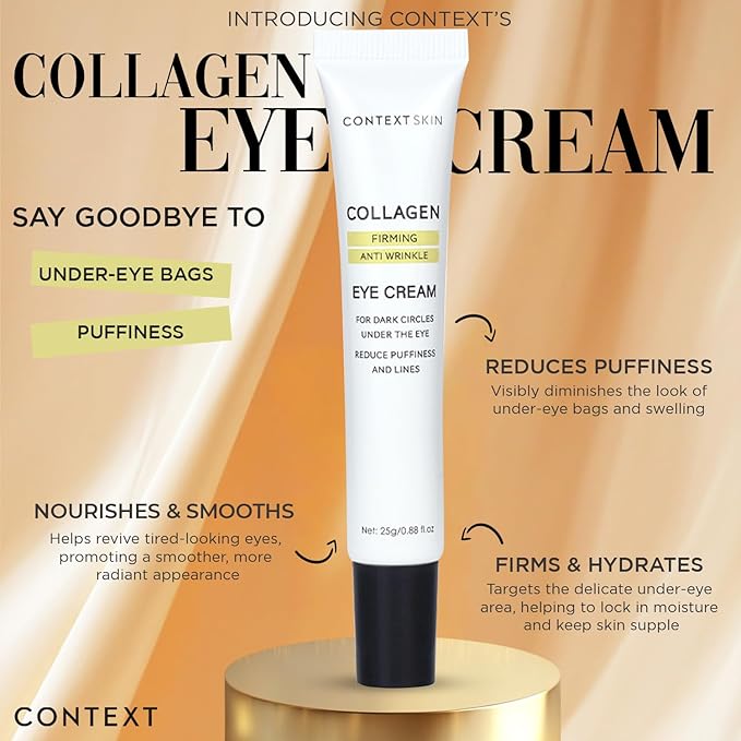 CONTEXT SKIN Collagen Eye Cream – 3-in-1 formula with collagen, coffee & niacinamide for lightweight hydration – supports a smoother, refreshed under-eye appearance – 0.88 fl oz