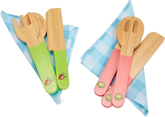 8th Wonder Wooden Bluey Toys Picnic Carrying Case, 30-Piece Picnic Basket Toy with Cutlery and Food Accessories, Outdoor Food Toys for Kids of Ages 3+