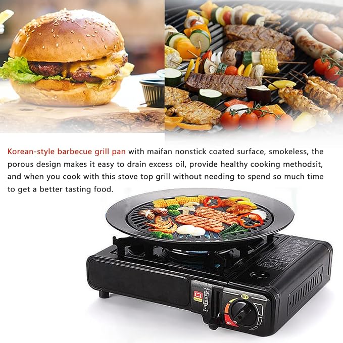 Korean BBQ Grill Pan Non stick Barbecue Plate for Indoor Outdoor Grilling, Bakeware for Home Camping