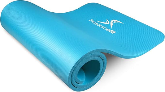 ProsourceFit Extra Thick Yoga and Pilates Mat 1/2” (13mm) or 1" (25mm), 71-inch Long High Density Exercise Mat with Comfort Foam and Carrying Strap