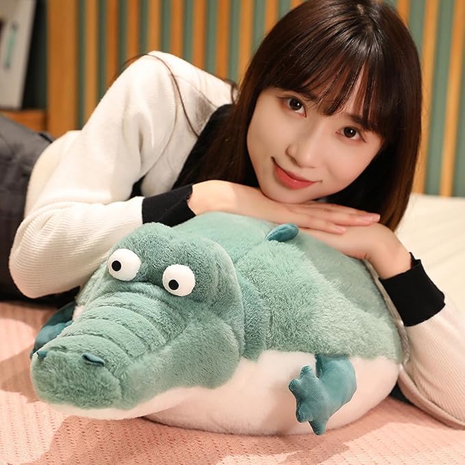 Alligator Stuffed Animal 23.7'' Funny Plush Toy, Chubby Crocodile Plush Body Pillow, Unique Fat Crocodile Stuffed Animal for Girls, Kids, Boys Birthday