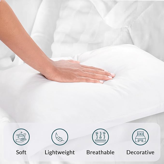 ROYALE LINENS 14 x 20 Pillow Insert - Down Alternative Throw Pillows Insert - Rectangle Pillow Pack of 1 White - Bed & Couch Pillows - Inner Cushion for Bed, Cushion for Living Room - Shams Stuffer