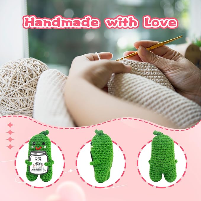 MAMAGIFTREE Gift for Her Wife Christmas Gifts Birthday from Husband- To My Wife Wedding Anniversary Valentines Gifts for Women, Romantic Wife Gifts Wife Birthday Gift Ideas Handmade Crochet Pickle
