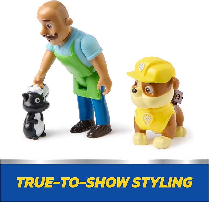 Paw Patrol Rubble & Mr. Porter Figure Pack with Skunk Toy Figure, Kids Toys for Boys & Girls Ages 3 and Up