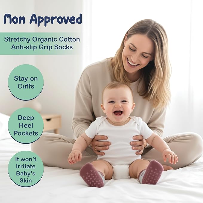 Mother's Choice Organic Cotton Baby Socks 6–12 Months, 6 Pairs Toddler Socks Boys Cotton Socks Soft Hypoallergenic Breathable Gentle On Baby Skin Comfortable Daily Wear Essentials For Newborns