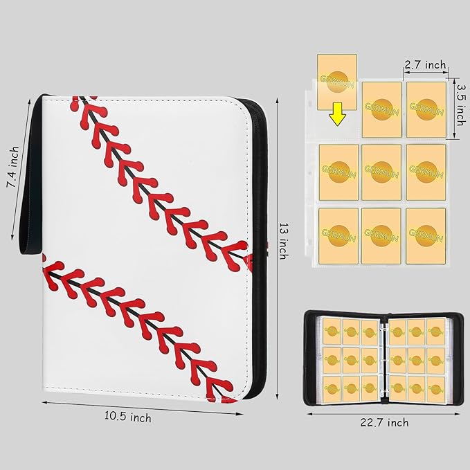 GERMUN Baseball Card Binder - 9 Pocket, Premium PU Card Book, Card Holder Binder, Compatible with MTC, TCG, Game & Sports Cards