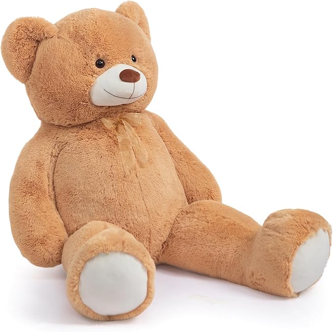 HollyHOME Giant Teddy Bear 4Ft Big Teddy Bear Stuffed Animal Birthday Valentines Day Plush Toy for Kids and Girlfriend 48 inch Tan