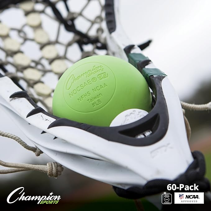 Champion Sports Lacrosse Balls – Official Size SEI Certified, Multi-Color Packs of 3, 6, or 12 for Practice & Games