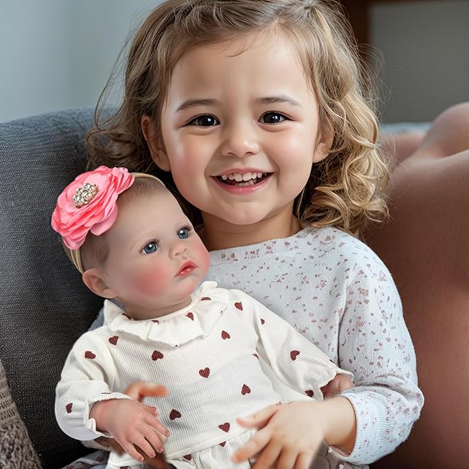 Ktaxon Reborn Baby Doll with 2 Set Clothes, 20-Inch Soft Cloth Body Realistic Baby Doll with All Accessories, Newborn Baby Dolls for 3+ Year Old Girls & Boy (White)