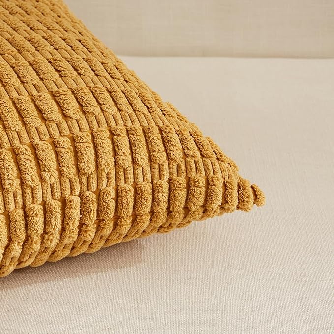 Fancy Homi 4 Packs Decorative Throw Pillow Covers for Living Room Couch Bed, Modern Farmhouse Boho Home Décor Accent Cushion Case, 20" x 12", Mustard Yellow
