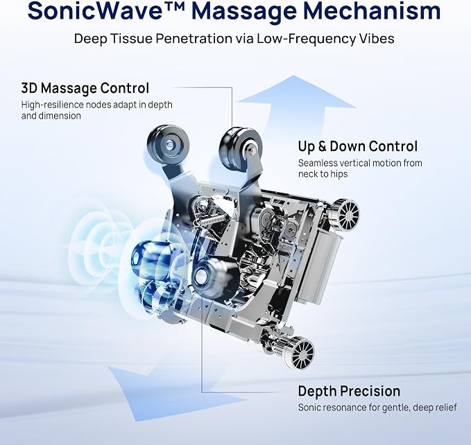 VAT Massage Chair Full Body VibroAcoustic Sonic Wave, SL-Track Zero Gravity Recliner with 25 Auto Modes, Smart Body Scan, Extendable Footrest, Reading Lamp, Black
