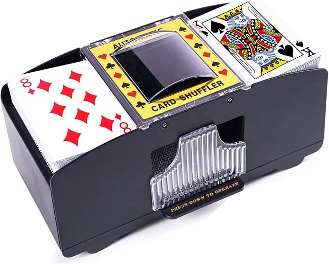 Automatic Card Shuffler 2 Deck, Battery Operated Card Dealer Machine, Electric Casino Card Shuffler for UNO, Blackjack, Texas Hold'em, Home Card Games
