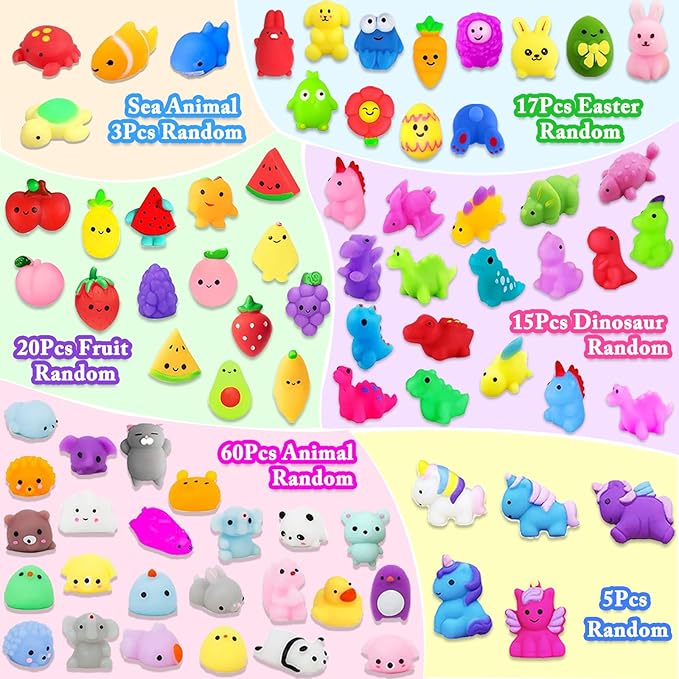 120Pcs Mochi Squishies Toys, Kawaii Squishies Bulk for Kids Party Favors, Squeeze Toys for Stress Relief, Classroom Prizes, Goodie Bag Stuffers, Party Bag Filler, Birthday Gifts (Random)