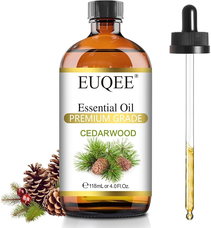 EUQEE Cedarwood Essential Oil with Glass Dropper, 118mL Natural Cedarwood Oil Premium Essential Oil for Diffuser, Humidifier(4fl.oz)