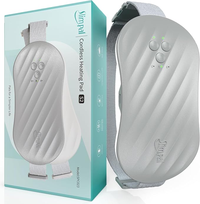 Slimpal Heating Pad for Period Cramps, Portable Heating Pad for Menstrual Relief, Electric Cordless Heating Belt for Back, Belly, Waist, Stomach, Wearable Heat Belt, Grey