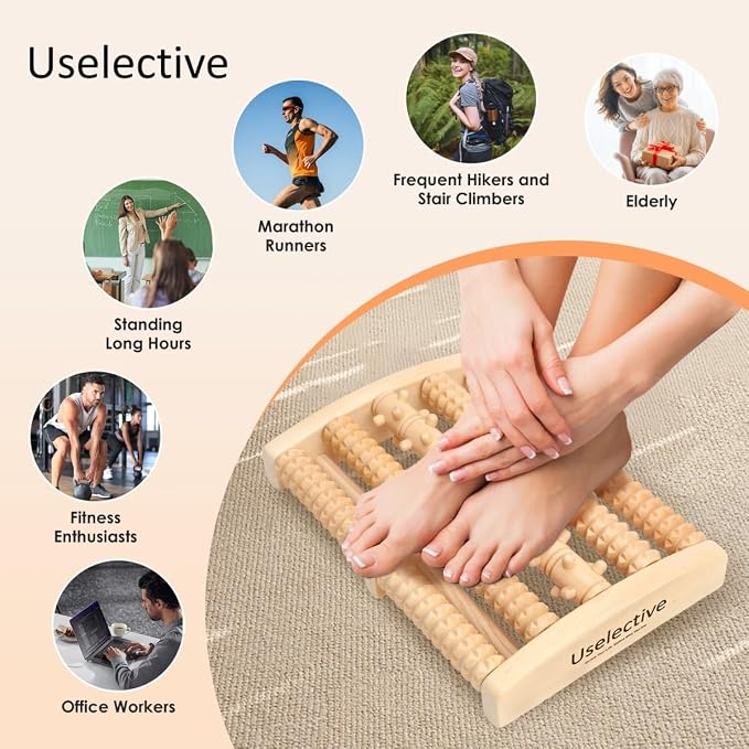 Plantar Fasciitis Relief Foot Massager - Wooden Roller for Pain Relief & Circulation Boost & Arch Pain, Muscle Relaxation.Portable Acupressure Stick | Gifts for Mom and Dad