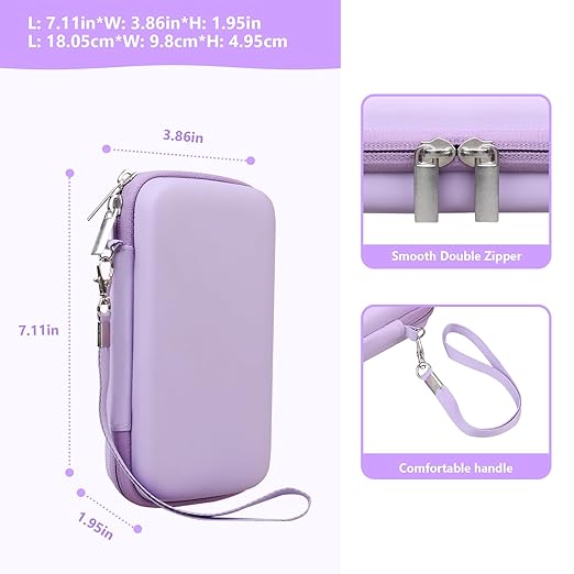Supmay Carrying Case Compatible with WELLST·G/ for GuaiyeyeAP Handheld Game for Kids -Preloaded 220 Retro Video Games, Portable Gaming Player Storage Holder Travel Bag with Mesh Pocket, Purple