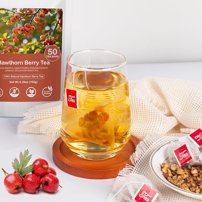Hawthorn Berry Tea, 50 Tea bags, Natural Hawthorn Berries -Aid Digestion, Boost Immunity, Relaxation, Caffeine Free(Pack of 1)