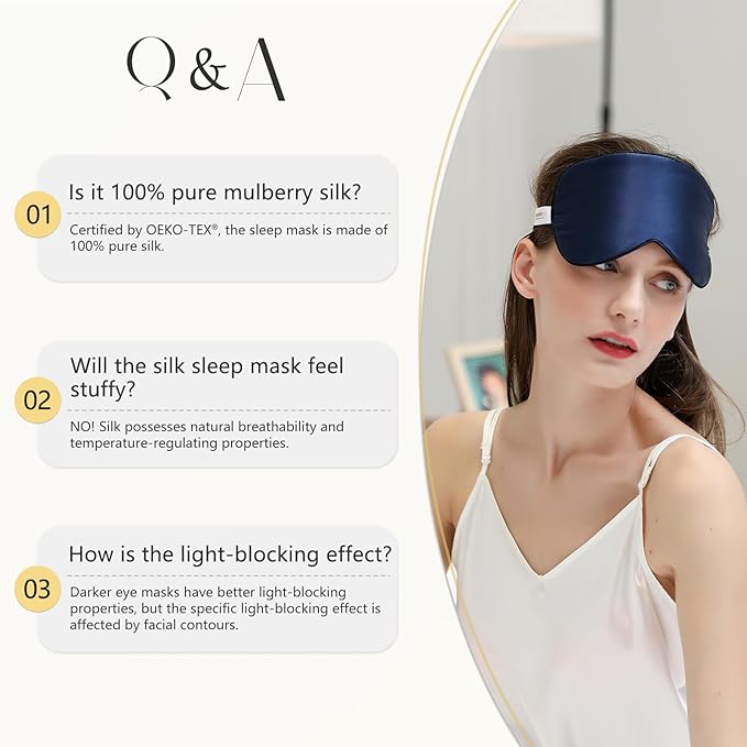 ZIMASILK 100% Natural Silk Sleep Mask Blindfold,Adjustable Super-Smooth Soft Eye Mask for Sleep with Bag(Pattern 5)