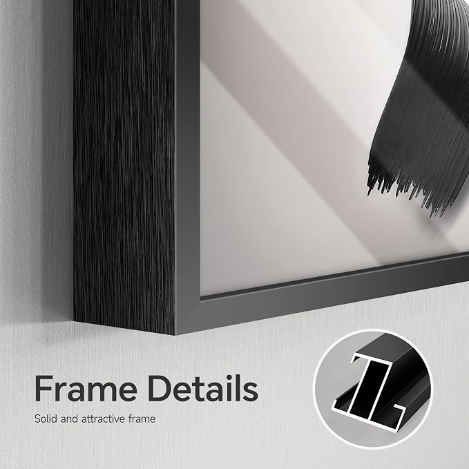 Framed Large Modern Black and White Wall Art for Living Room, 3 Piece Abstract Bright Style Picture Artwork Decor, Minimalist Geometric Painting Prints for Dining Room Hallway Office 24x36 Inch
