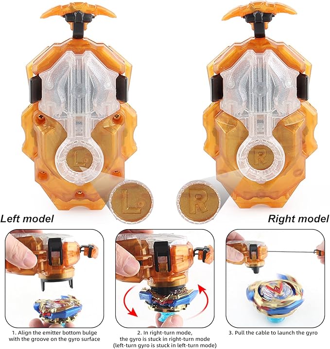 Battling Top Burst Launcher Game Set, 12 Spinning Tops Burst Gyros 2 Launchers with Storage Box Great Birthday Present for Boys Age 6 8 9 10+