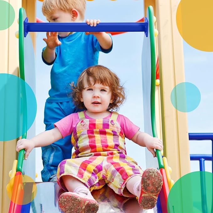 Dunzy 12 Pack Monkey Bars Swing Set Accessories Rods Playset Ladder Rungs Hardware Kit Steel Monkey Bar with Screws for Backyard Playground Equipment Mounting Plates(16.5 Inch,Blue)