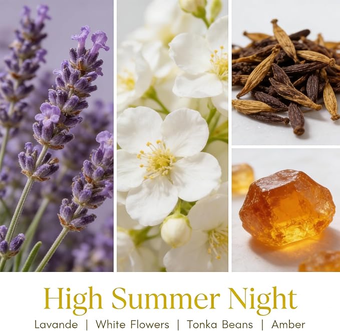 HomeLights High Summer Night Scented Candles | 6.7oz Soy Candles Industrial Chic Large Candle Jars | Ideal Candle Gifts for Events, Home Decor Stress, Relief & Relaxation
