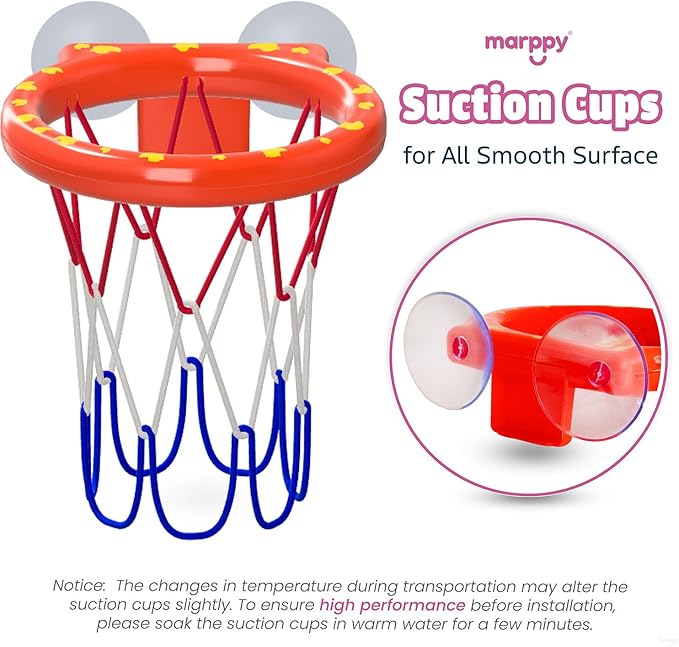 Bath Toys - Bathtub Basketball Hoop for Toddler Kids - Mold-Free Bath Toys with Strong Suction Cups and 3 Colorful No-Hole Balls - Fun Shower and Bathtub Toy for Toddlers