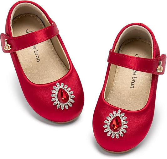 THEE BRON Mary Jane Ballet Flats - Girls' Dress Shoes with Hook & Loop Closure