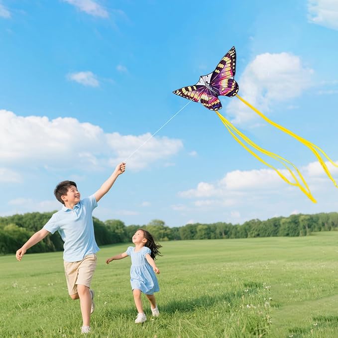 Butterfly Kites for Kids and Adults, Easy to Fly Large Single Line Kite for Boys and Girls - 55" x 28" Beach Kite for Beginners, 300ft String Handle Included