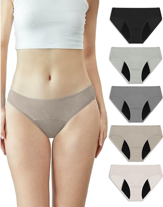 Neione Period Underwear Menstrual Panties Comfortable Modal Bikini Cheeky Briefs for Women Girls