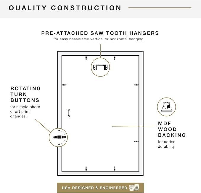 MCS Studio Gallery 19.75x27.5 Poster Frame Black Woodgrain Engineered Wood, Vertical & Horizontal Wall Hanging Large Picture Frame for Photos, Posters & Art Prints (1-Pack)