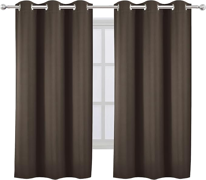 LEMOMO Chocolate Brown Blackout Curtains 40 x 63 Inch Length/Set of 2 Curtain Panels/Thermal Insulated Room Darkening Blackout Curtains for Bedroom