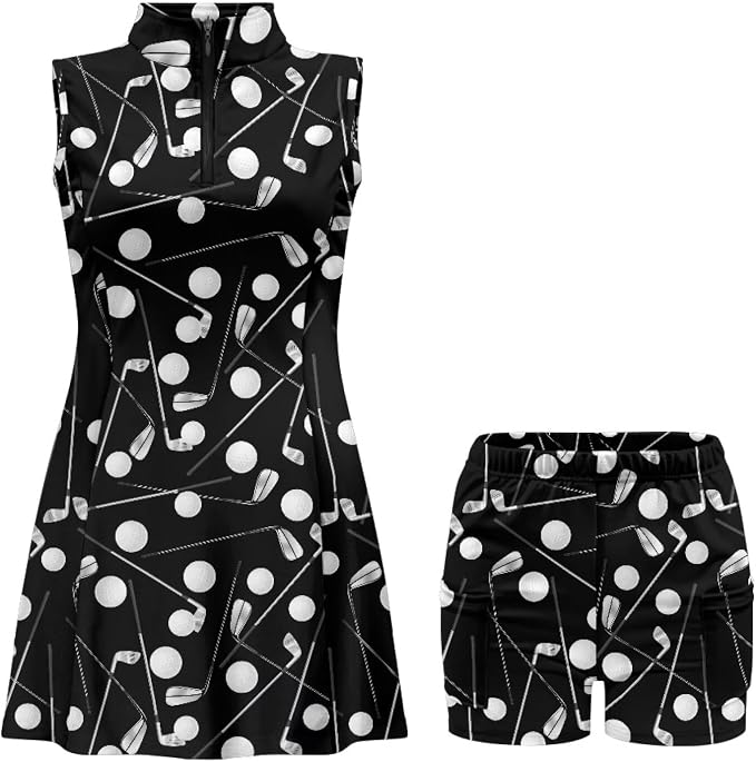 Golf Dress Tennis Dresses for Women with Built in Shorts and Pockets Sleeveless Athletic Dress Workout Dress