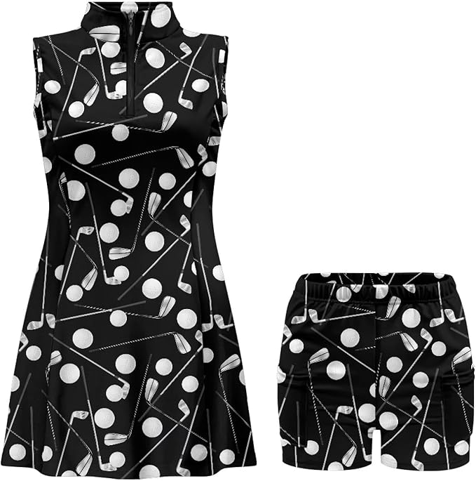 Golf Dress Tennis Dresses for Women with Built in Shorts and Pockets Sleeveless Athletic Dress Workout Dress