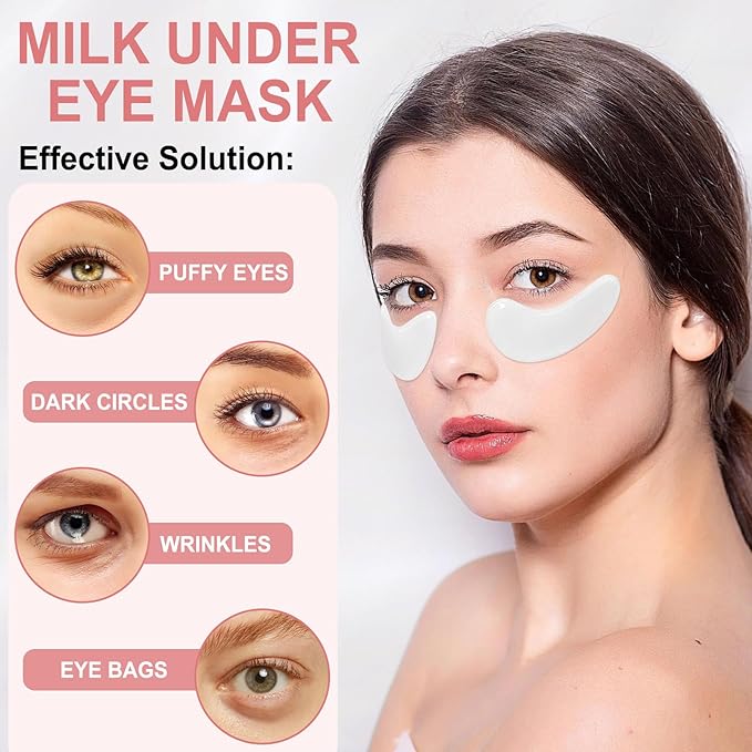 LAVONE Eye Mask - 30 Pairs Milk Under Eye Patches Skin Care Products - Eye Masks Skincare for Dark Circles and Puffiness, Reduce Wrinkles, Eye Bags and Fine Lines, for Women and Man - White