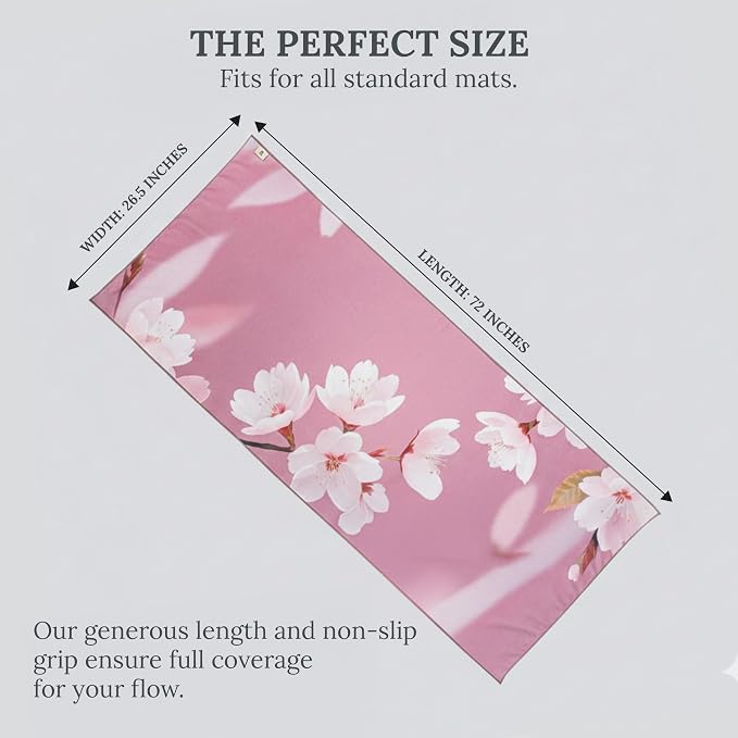 COREMOTION Hot Yoga Mat Towel (72'' x 26.5'’) – Lightweight Multipurpose Yoga Towel with Non-Slip Silicone Grip, Quick-Dry & Sweat Absorbent for Women - Pilates, Gym, Indoor & Outdoor Workouts