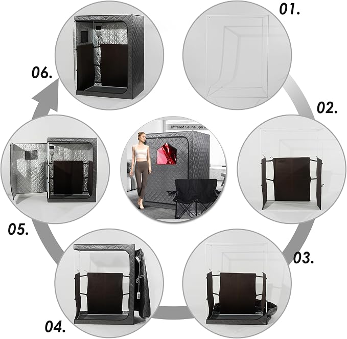 Full Body Portable Personal Infrared Saunas for Home, 2 Person Sauna Tent, at Home Sauna, Portable Infrared Sauna Two-Person Sauna Tent with 2 Foldable Chairs, Remote Control