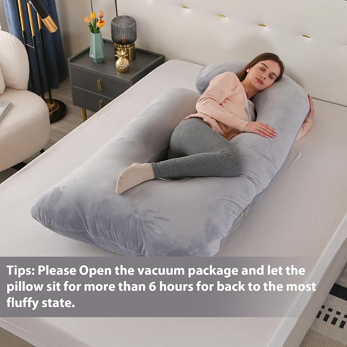 Victostar Pregnancy Pillow,57 inches U Shaped Maternity Pillow with Removable Cover Full Body Pillow Support for Back, HIPS, Legs, Belly