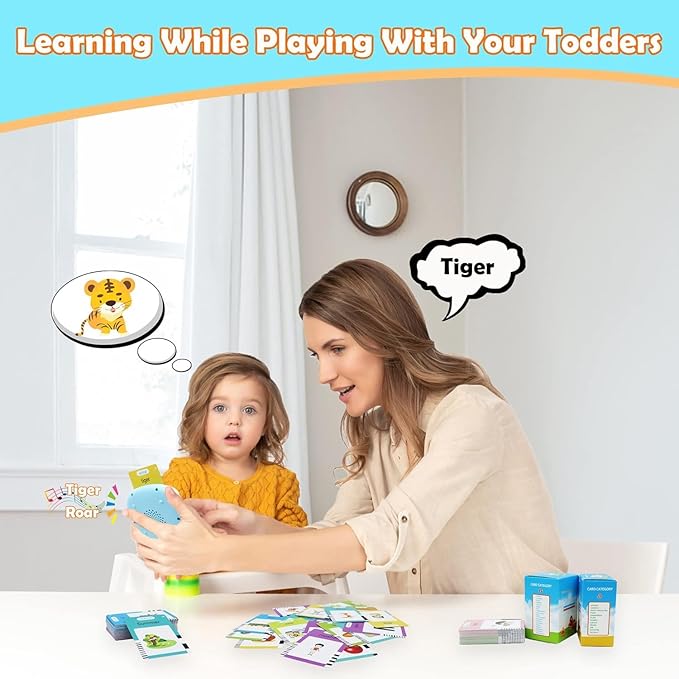 MAYAPHILOS 224 Words Brazil Portuguese and English Talking Flash Cards for Toddlers, Autism Sensory Toys, Portuguese Language Learning Educational Montessori Speech Therapy Toys Gifts for Kids