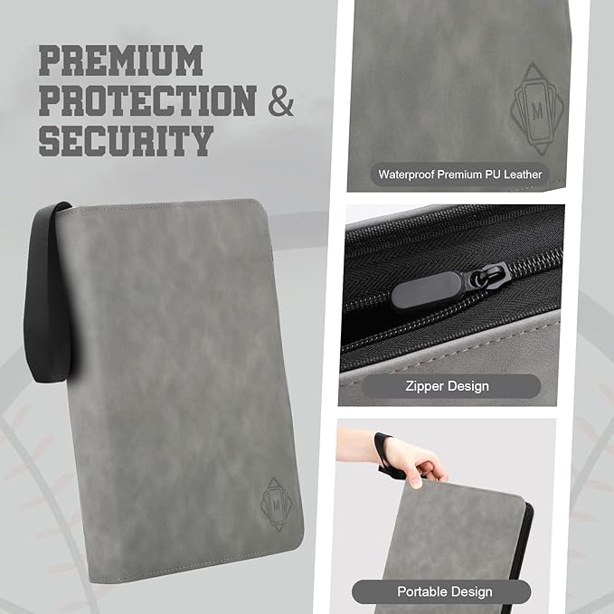 Trading Card Binder with Sleeves 9 Pocket Premium 720 Double Sided Pocket PU Card Collection Binder, Collectible Albums Card Folder for MTG, TCG, Sports Cards